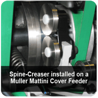 Spine-Creaser installed on a Muller Mattini Cover Feeder